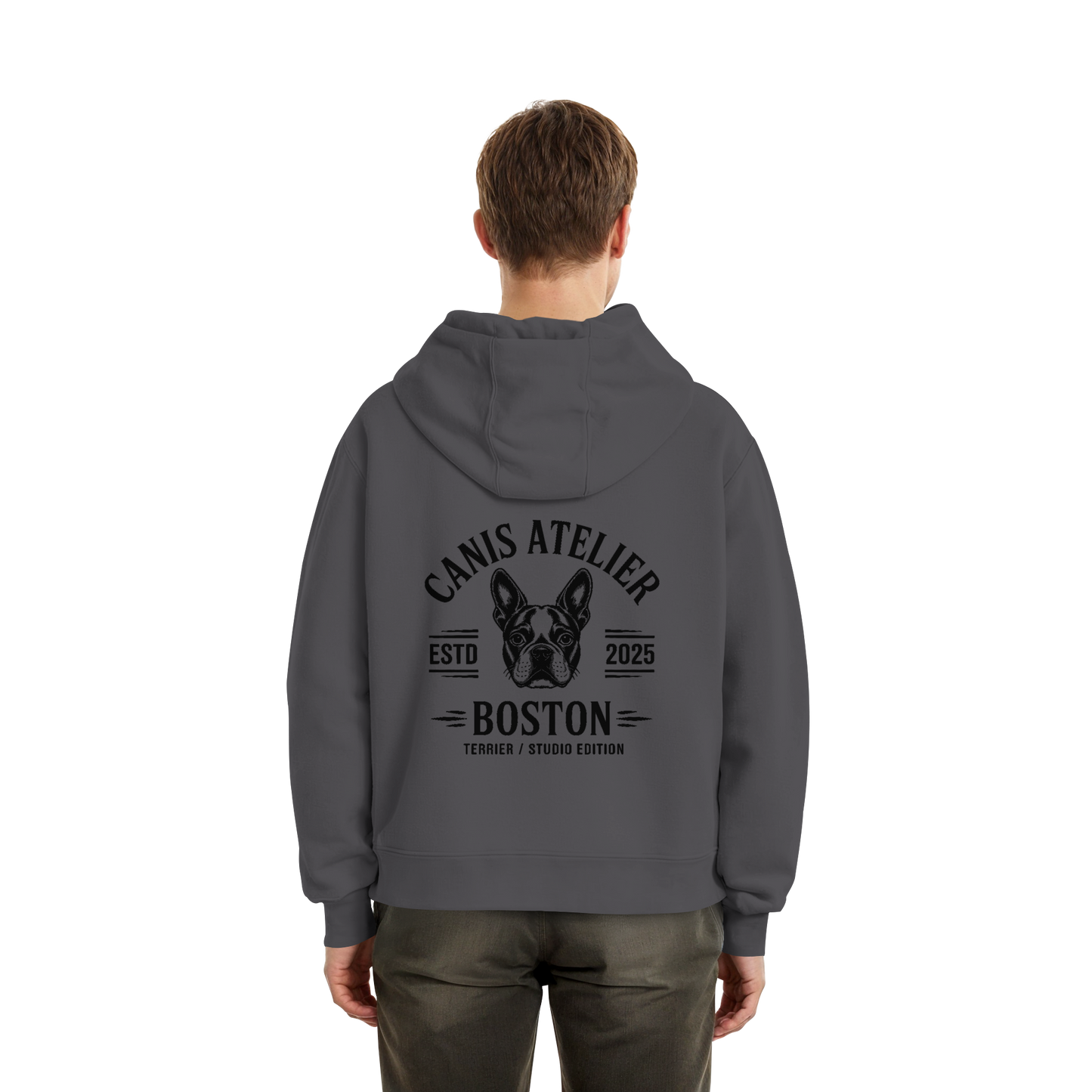 CANIS ATELIER „BOSTON“ Hoodie – Studio Edition (Backprint + Left Chest) - Fluffy Boxcut Hoodie