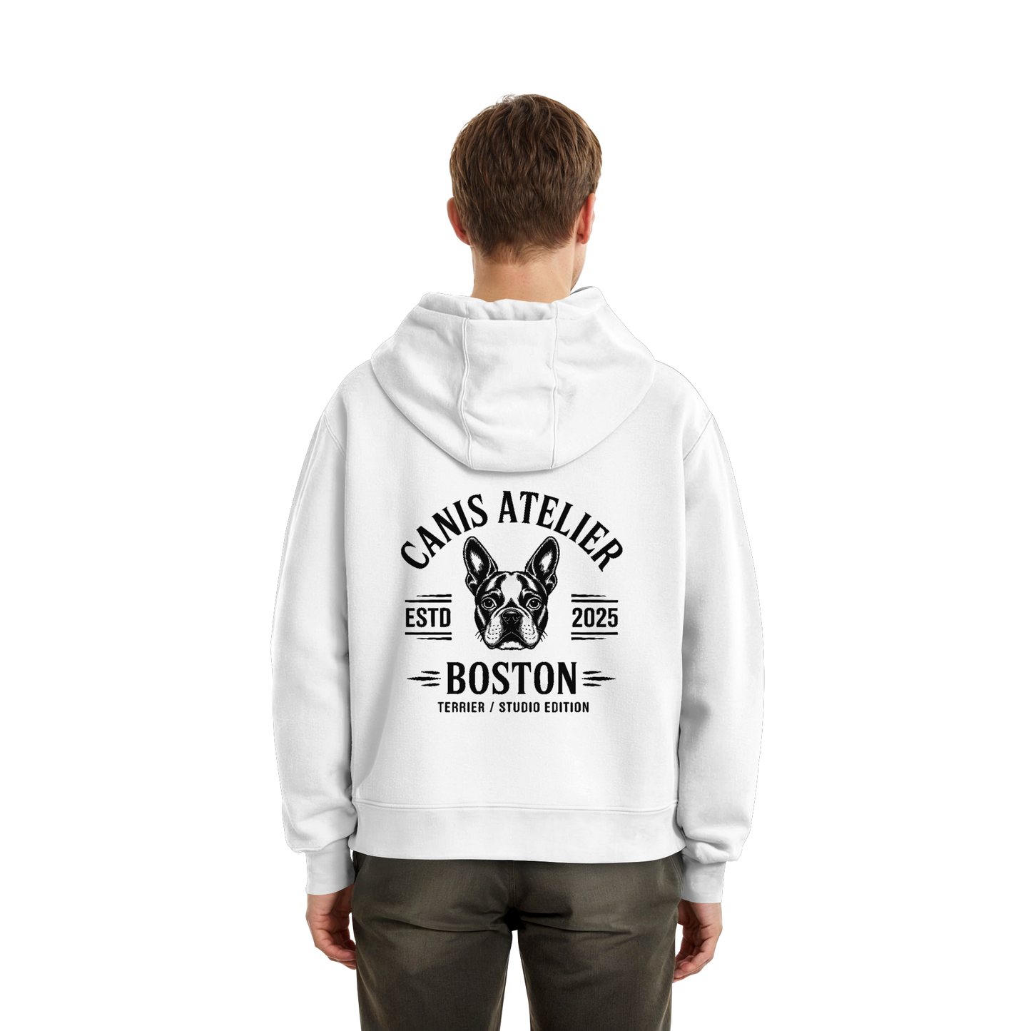 CANIS ATELIER „BOSTON“ Hoodie – Studio Edition (Backprint + Left Chest) - Fluffy Boxcut Hoodie